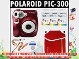 Polaroid PIC-300 Instant Film Analog Camera (Red) with (3) Polaroid 300 Instant Film Packs