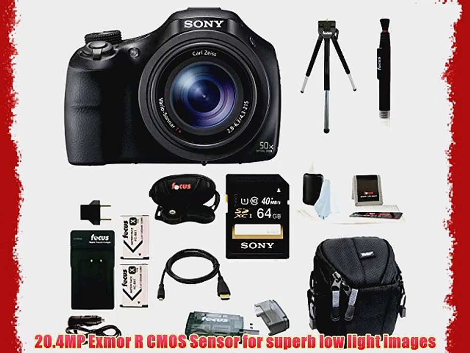 Sony Cyber-shot DSC-HX400 Digital Camera (Black) with 64GB Deluxe Accessory Bundle