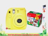 New Model Fuji Instax 8 Color Yellow Fujifilm Instax Mini 8 Instant Camera   50 Films