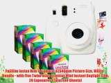 Fujifilm Instax Mini 8 Camera 62x46mm Picture Size White - Bundle - with Five TwinPacks of