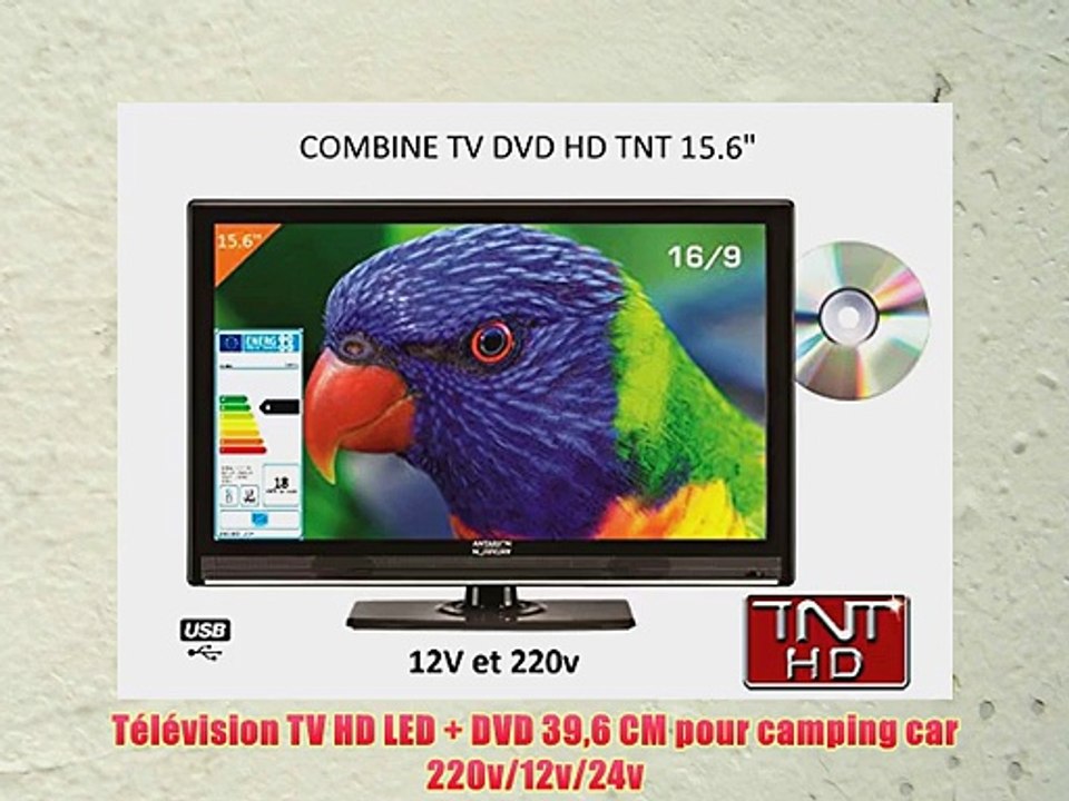 TÃ©lÃ©vision TV HD LED + DVD 396 CM pour camping car 220v/12v/24v