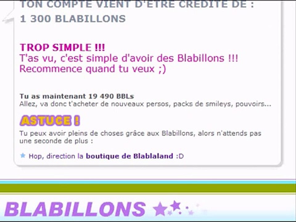 Generateur de code Blablaland!