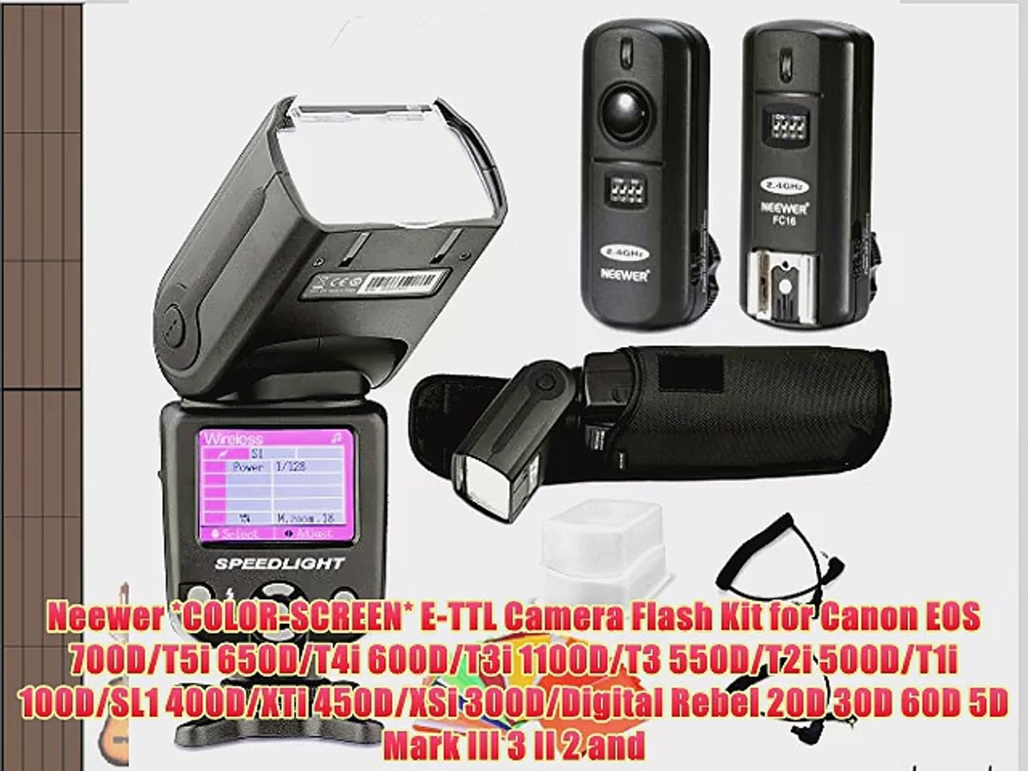 EOS 1100D Digital Slave Flash With Bracket For The Canon EOS REBEL T3 Digital Camera