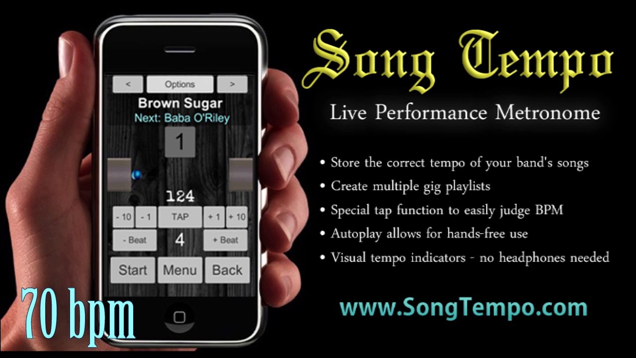 70 BPM Metronome - 10 Minutes Click Track - www.SongTempo.com