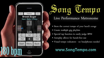 180 BPM Metronome - 10 Minutes Click Track - www.SongTempo.com
