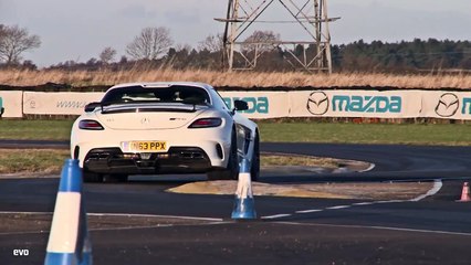 Mercedes SLS AMG Black vs Porsche 997 GT2 RS | evo TRACK BATTLE