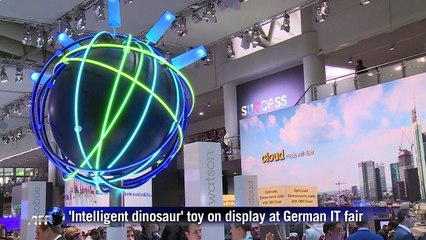 'Intelligent dinosaur' toy on display at German IT fair