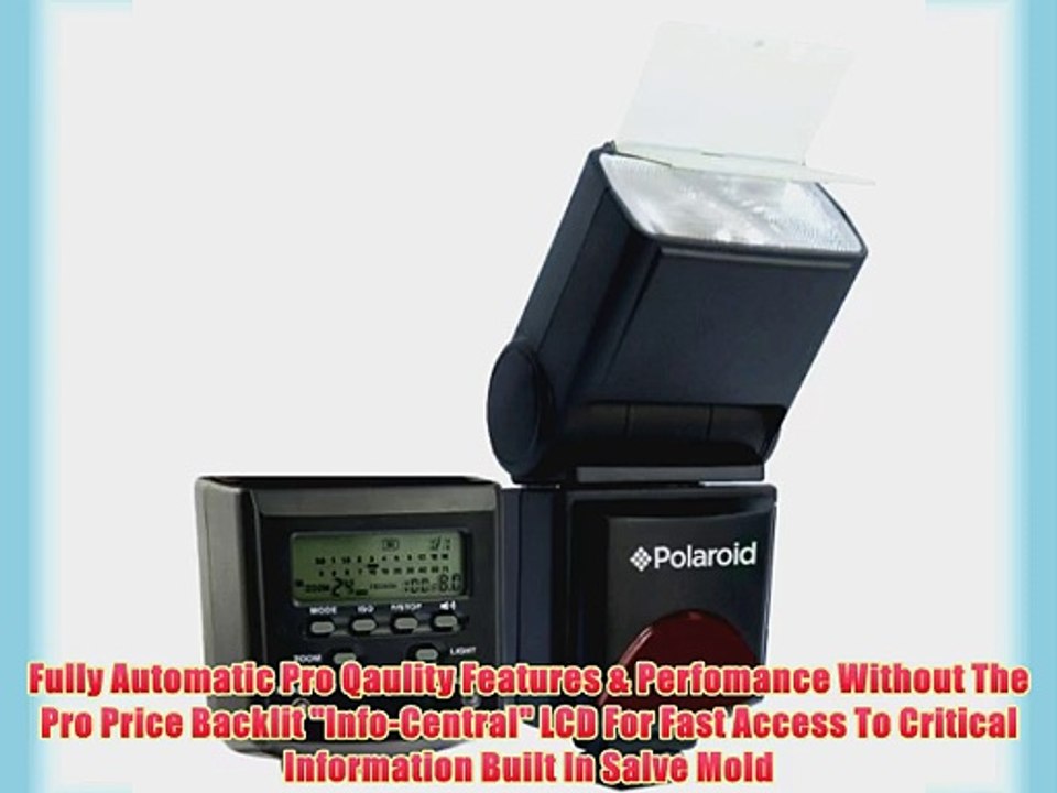 Polaroid PL-144AZ Studio Series Digital Power Zoom TTL Shoe Mount AF Flash With LCD Display