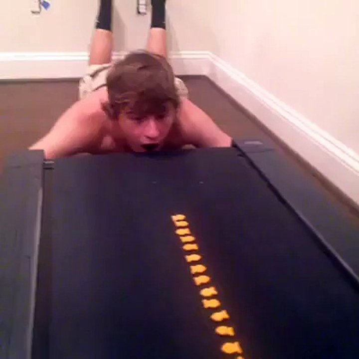 Eating chips from treadmill