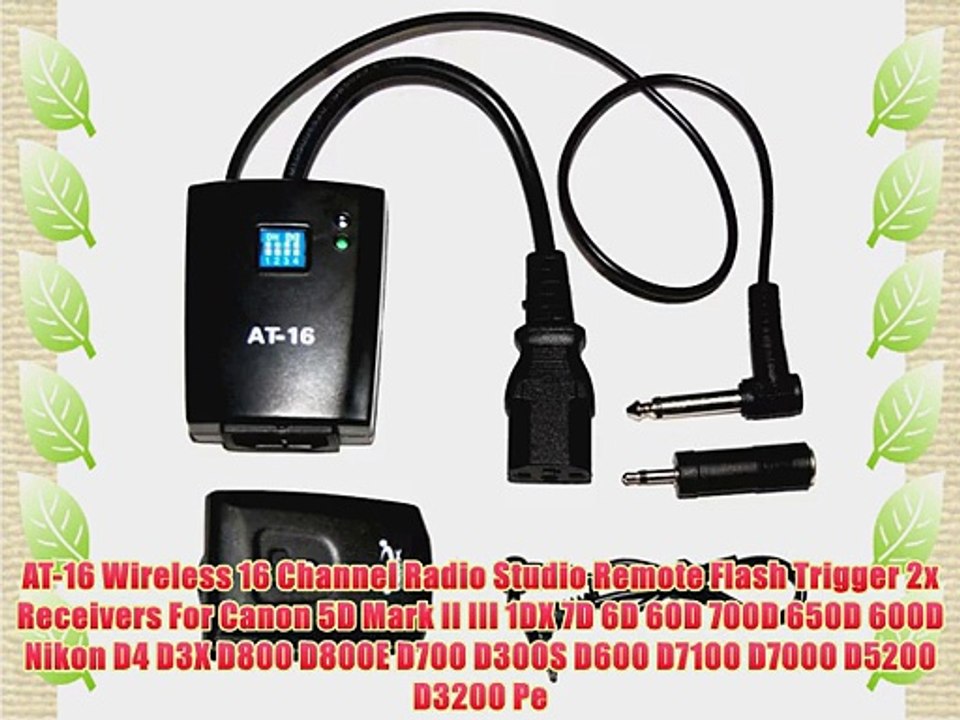 AT-16 Wireless 16 Channel Radio Studio Remote Flash Trigger 2x Receivers For Canon 5D Mark