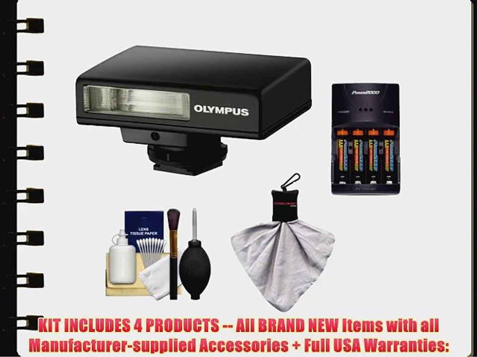 Olympus Pen FL-14 Electronic Flash for Micro Four Thirds (Black) with Batteries & Charger +