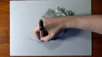 Crazy realistic drawing Metro newspaper