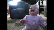 Baby Girl Laughing Hysterically at Dog Eating Popcorn   Laughing Babies   toddletale
