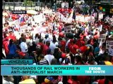 Venezuela: Rail workers march against U.S. aggression
