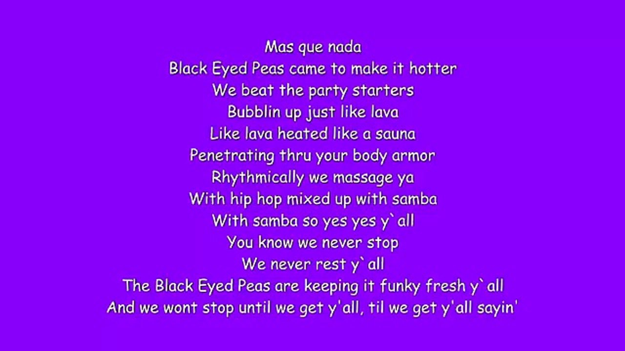 Black Eyed Peas - Mas Que Nada(Lyrics)