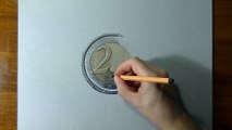 Drawing time lapse_ 2 euro coin - hyperrealistic art