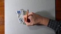 Drawing time lapse_ 5 euro banknote - hyperrealistic art