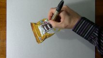 Drawing time lapse_ a bag of M&M's - hyperrealistic art