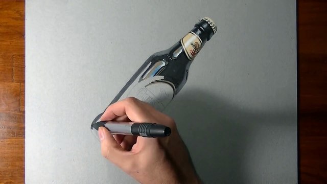 Drawing time lapse_ a bottle of Guinness beer