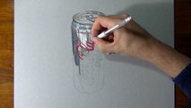 Drawing time lapse_ a can of Coca-Cola - hyperrealistic art