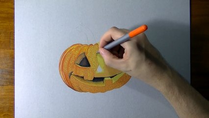 Drawing time lapse_ a carved pumpkin for Halloween