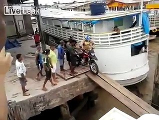 Motorcycle fell down into the sea