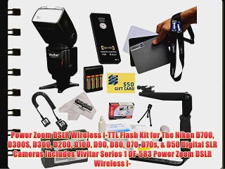 Power Zoom DSLR Wireless i-TTL Flash Kit for The Nikon D700 D300S D300 D200 D100 D90 D80 D70