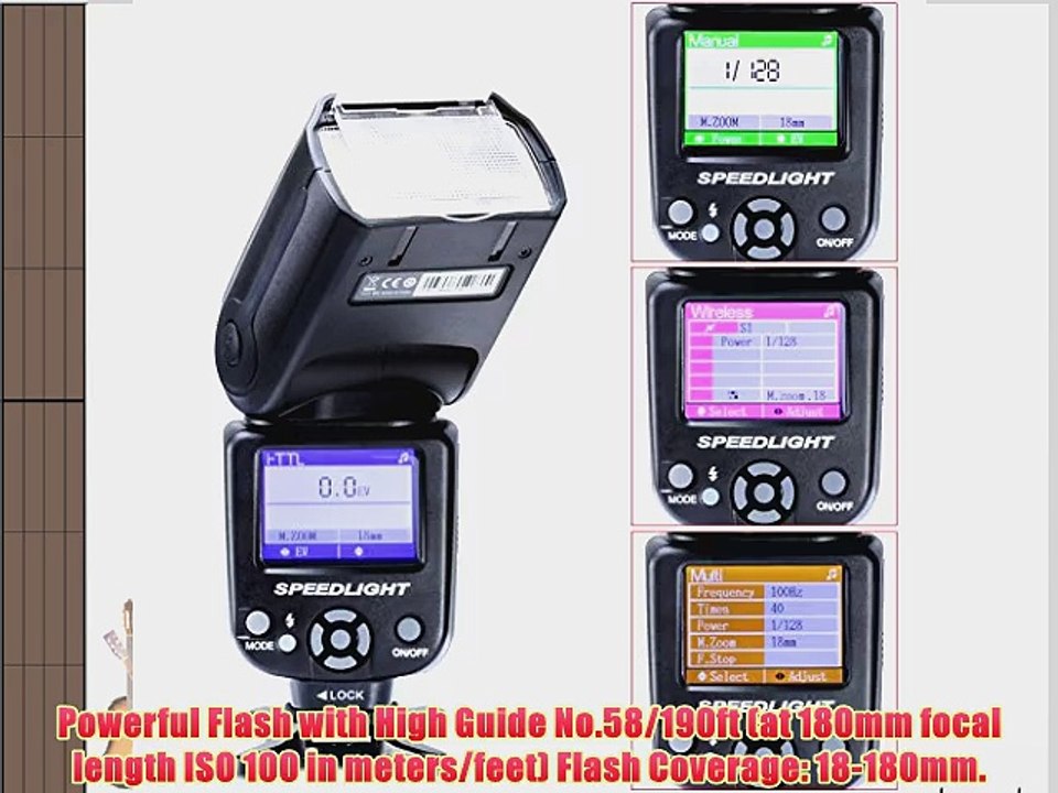 Neewer NW-985C E-TTL 4-Color TFT Screen Display *High-Speed Sync* Camera Slave Flash Speedlite