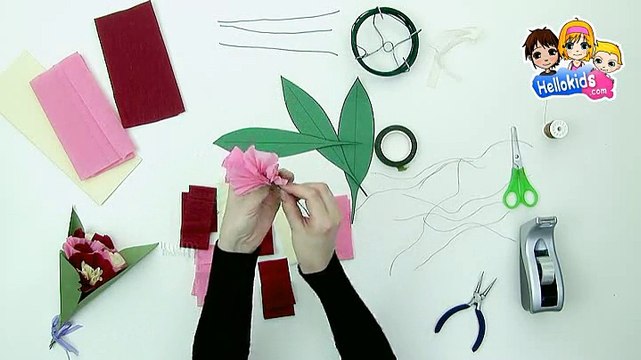 BRICOLAGE FETE DES MERES : Bouquet de fleurs crépon Fête des mères