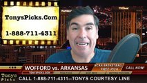 Arkansas Razorbacks vs. Wofford Terriers Free Pick Prediction NCAA Tournament College Basketball Odds Preview 3-19-2015