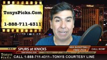 New York Knicks vs. San Antonio Spurs Free Pick Prediction NBA Pro Basketball Odds Preview 3-17-2015