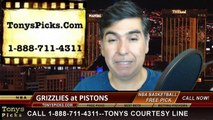 Detroit Pistons vs. Memphis Grizzlies Free Pick Prediction NBA Pro Basketball Odds Preview 3-17-2015