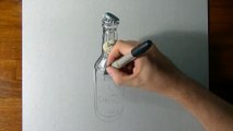 Drawing Time Lapse_ an empty bottle of Chinotto - hyperrealism art