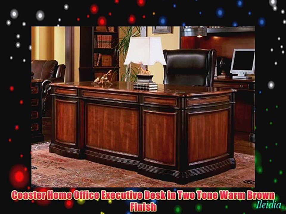 Coaster Home Office Executive Desk in Two Tone Warm Brown Finish
