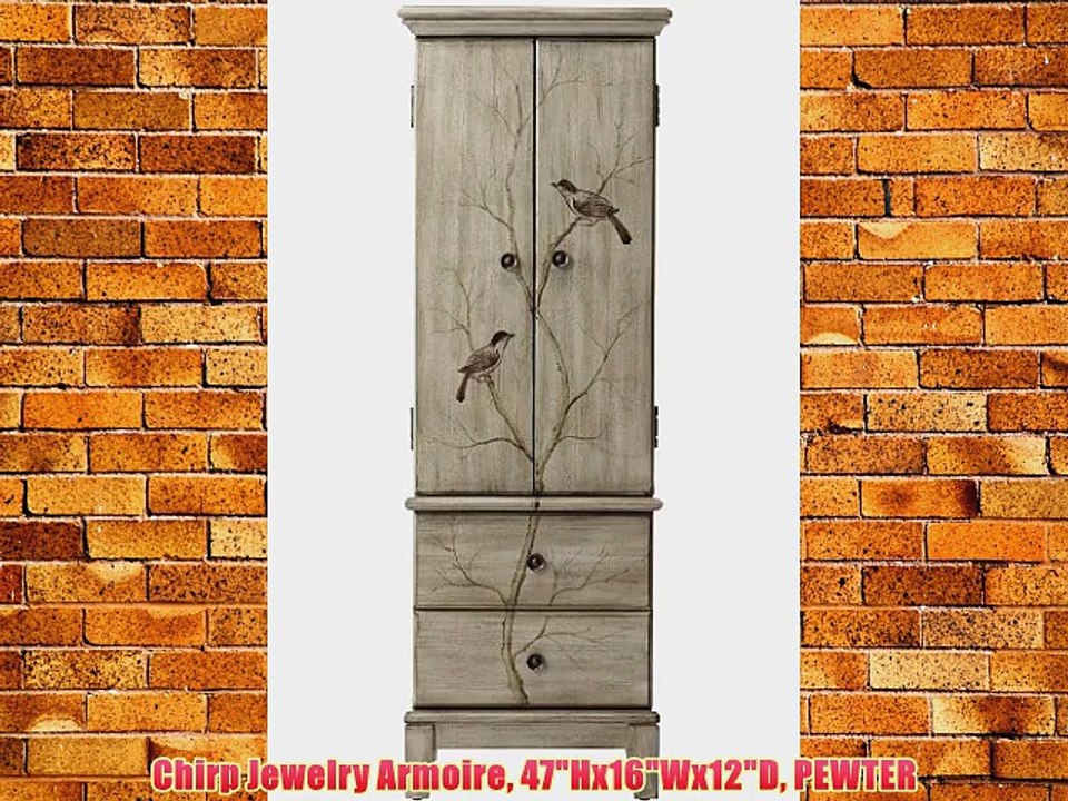 Chirp Jewelry Armoire 47Hx16Wx12D PEWTER