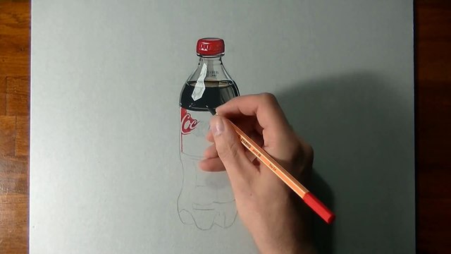 Drawing Time Lapse_ Coca-Cola plastic bottle - hyperrealistic art