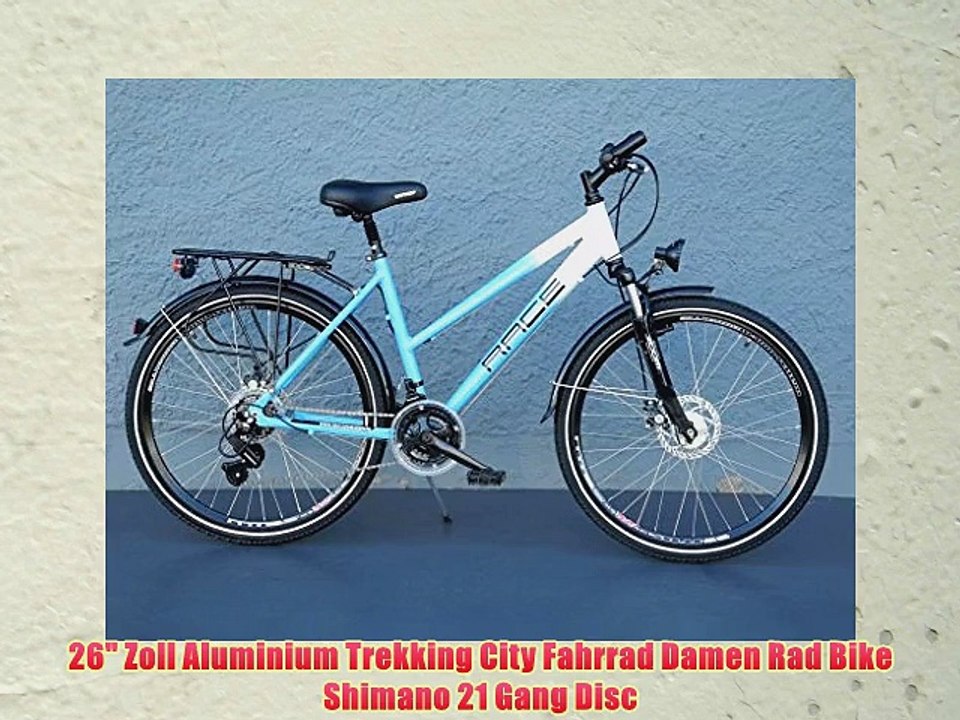26 Zoll Aluminium Trekking City Fahrrad Damen Rad Bike Shimano 21 Gang Disc