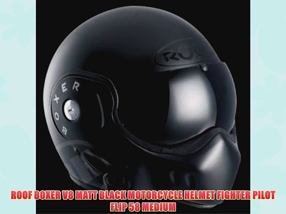 ROOF BOXER V8 MATT BLACK MOTORCYCLE HELMET FIGHTER PILOT FLIP 58 MEDIUM