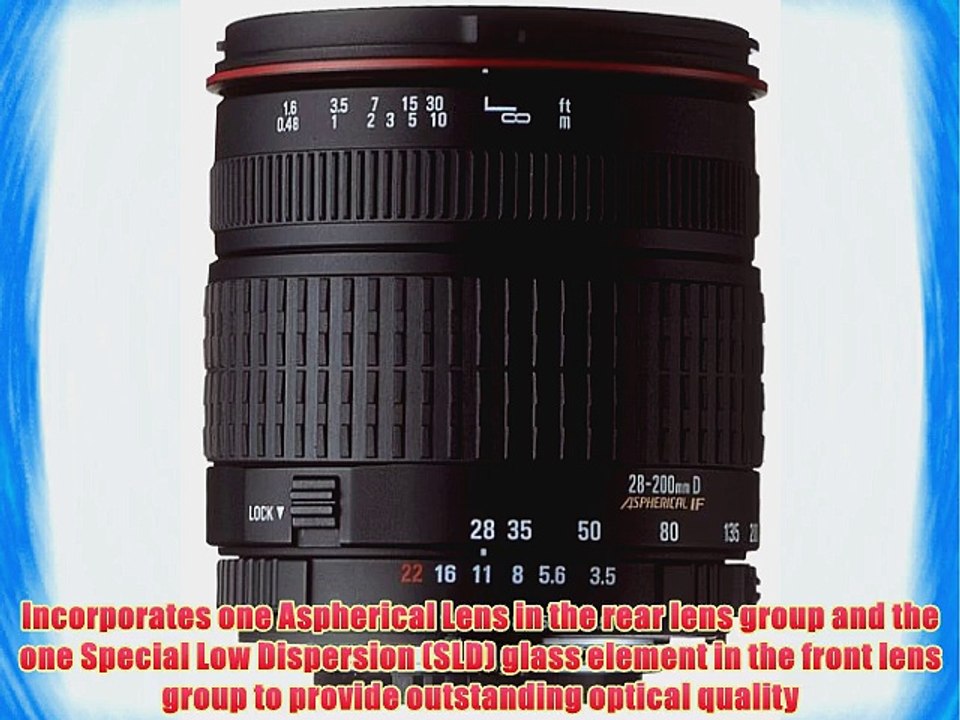 SIGMA LENS 28-200mm f3.5-5.6 DL Aspherical Hyperzoom Macro SLR Camera Lens