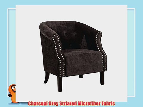 Linon Tyrone-Charcoal Tufted Barrel Chair with Nail Heads