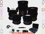 Rokinon Full Cine 5 Lens Kit - 35mm   24mm   14mm   85mm   8mm for Canon EF/Black Magic   Protective