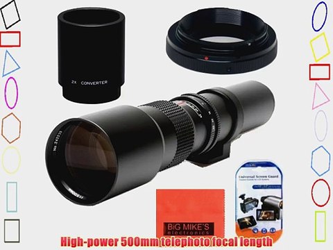 High-Power 500mm/1000mm f/8 Manual Telephoto Lens for Canon Digital EOS Rebel T1i T2i T3 T3i