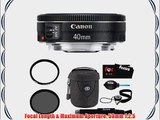 Canon EF 40mm f/2.8 STM Lens Bundle with Tiffen 52mm UV Protector and Circular Polarizing Lens