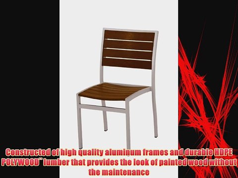 POLYWOOD? Euro Dining Side Chair in Textured Silver / Teak