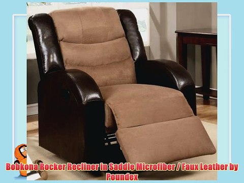 Bobkona Rocker Recliner in Saddle Microfiber / Faux Leather by Poundex