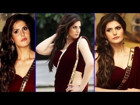 Sexy Busty Babe Zarine Khan Hot Juicy Navel Shows In Saree