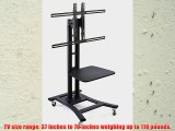 Mobile TV Stand for 37 to 70 inch Flat Screen Monitor Height-Adjustable Shelf Included - Black