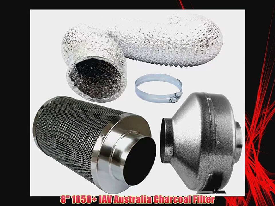 iPower GLFANXINL8FILT8MD25C 8-Inch Inline Fan with Carbon Air Filter and 25-Feet Ducting Combo