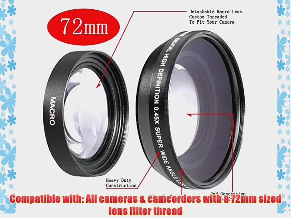 Neewer 0.45x 72mm Wide Angle Lens with Macro for Canon EOS 7D 60D EF 28-135mm f/3.5-5.6 IS