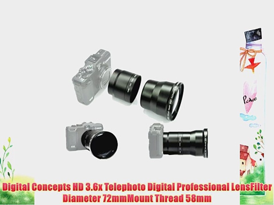 TELEPHOTO 3.6X HD LENS FOR CANON POWERSHOT G15 G16 G10 G12 G11 LADC58L